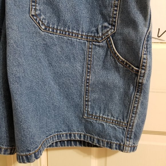 Squeeze Jeans overalls Medium denim shorts utility bib carpenter VINTAGE 90s - Picture 10 of 14